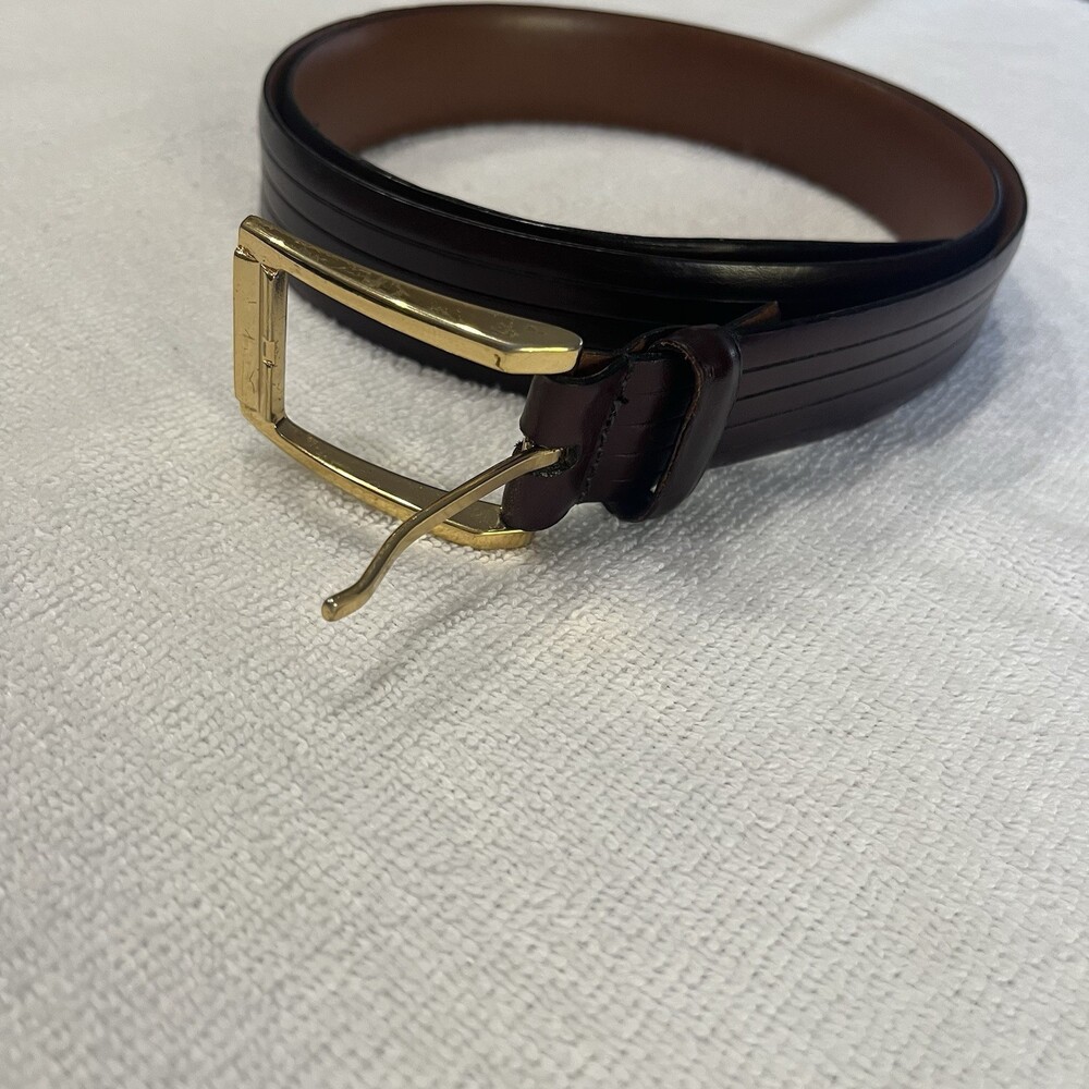 Johnston & Murphy Men’s Brown Ridged Anilene Kidskin Leather Belt 36 Classic‎
